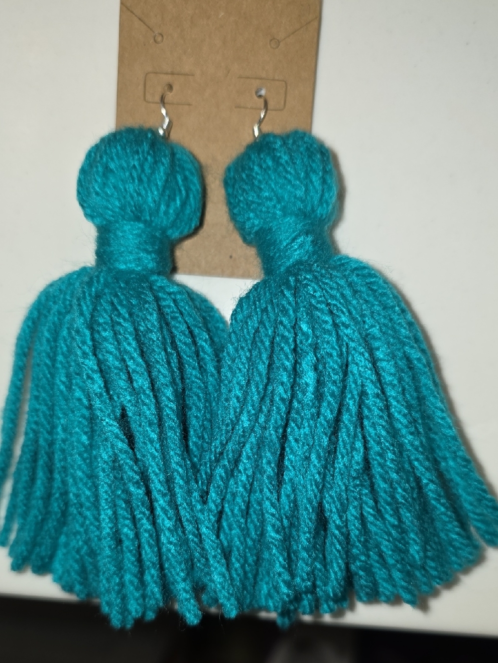 Teal Yarn Tassel Drop Earrings - Women Accessories